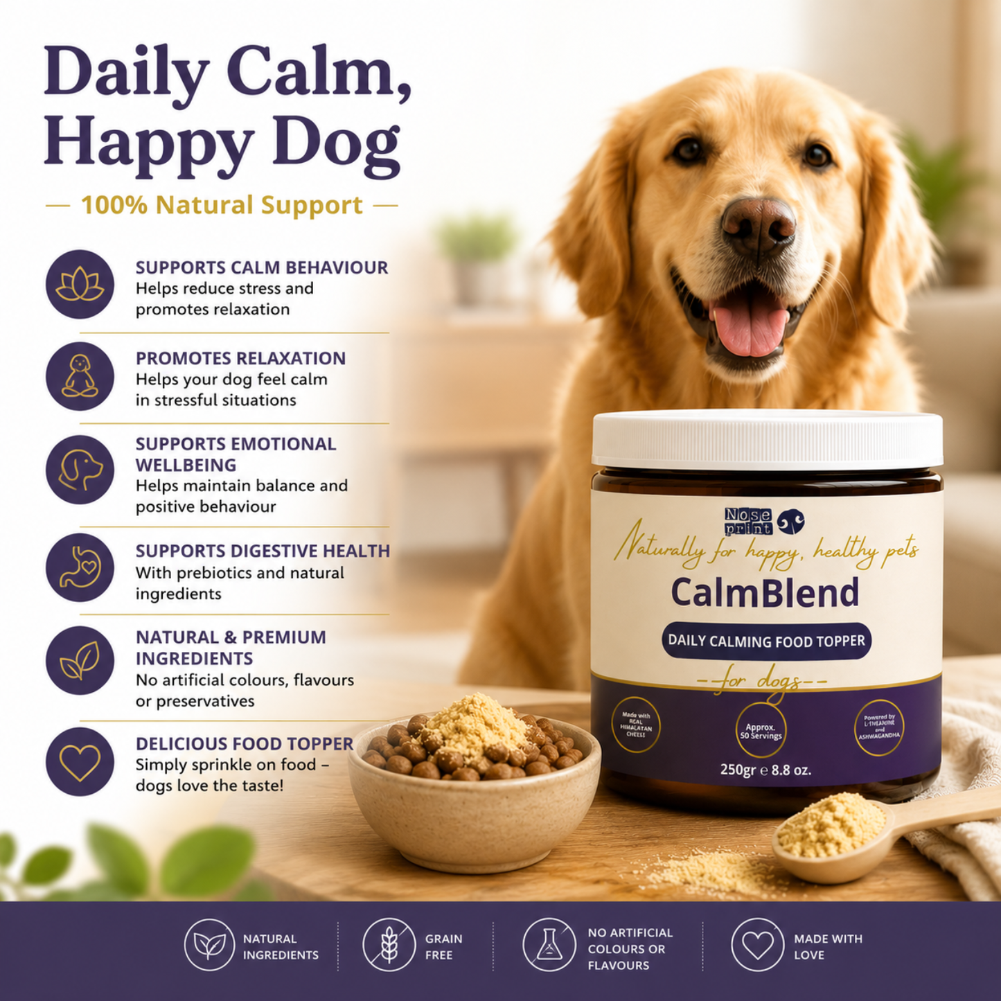 NOSEPRINT CalmBlend™ Daily Calming Food Topper for Dogs | 250g
