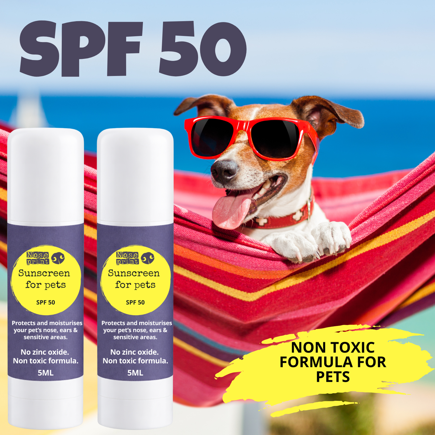 Pet Sunscreen Stick 5ML  SPF 50, Zinc Oxide Free, Non-Toxic, for Dogs and Cats