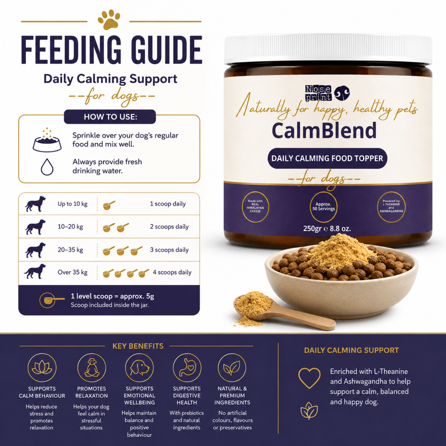 NOSEPRINT CalmBlend™ Daily Calming Food Topper for Dogs | 250g