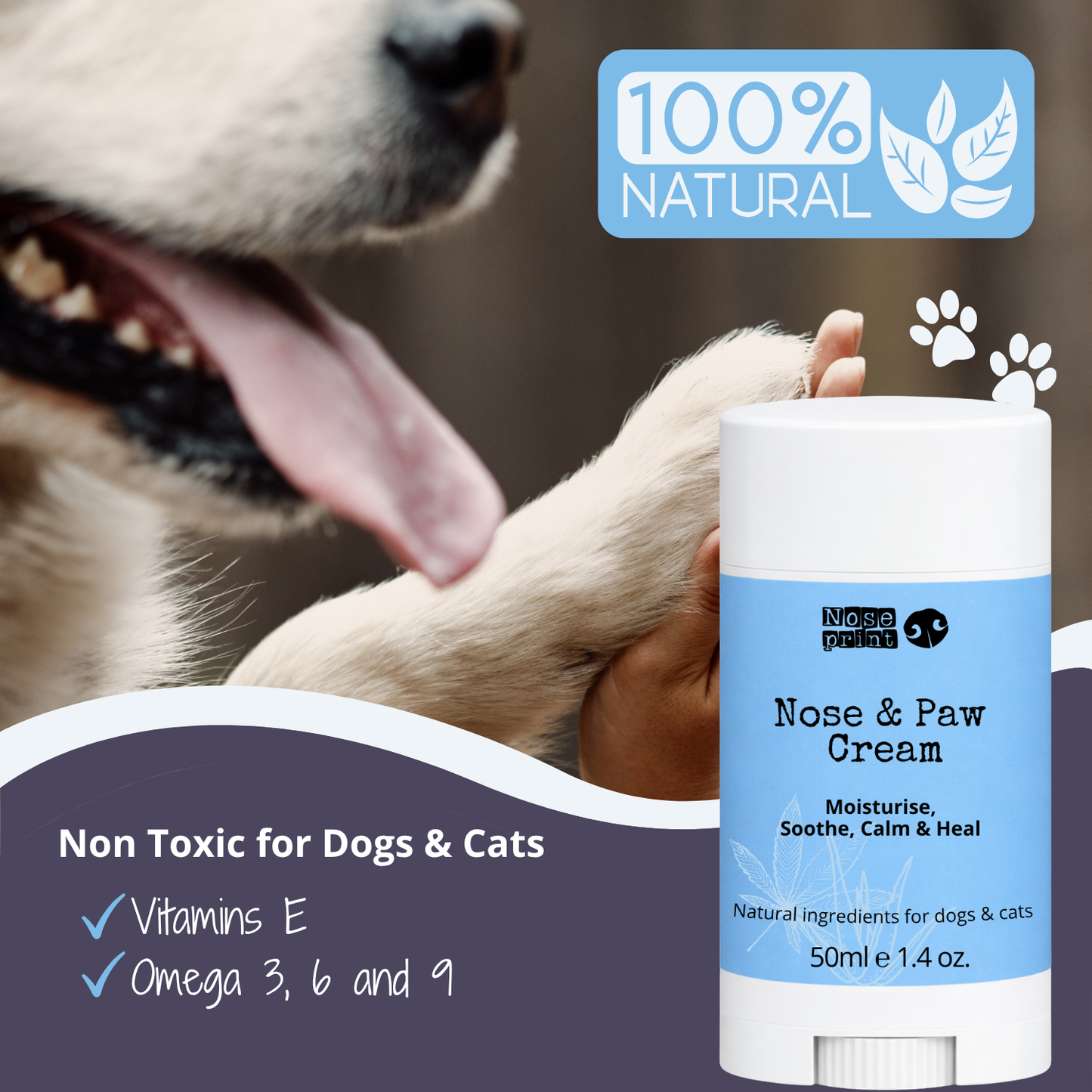 100% Natural Dog Nose & Paw Balm in Stick 50ML