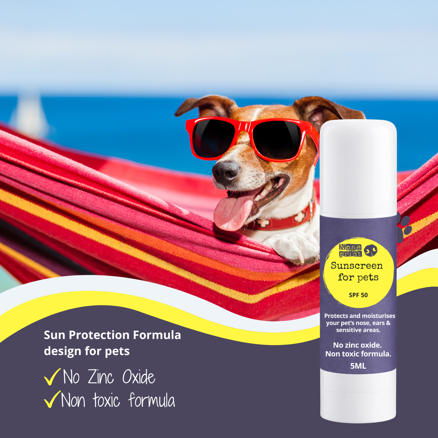 Pet Sunscreen Stick 5ML  SPF 50, Zinc Oxide Free, Non-Toxic, for Dogs and Cats